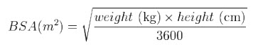 Body surface area formula