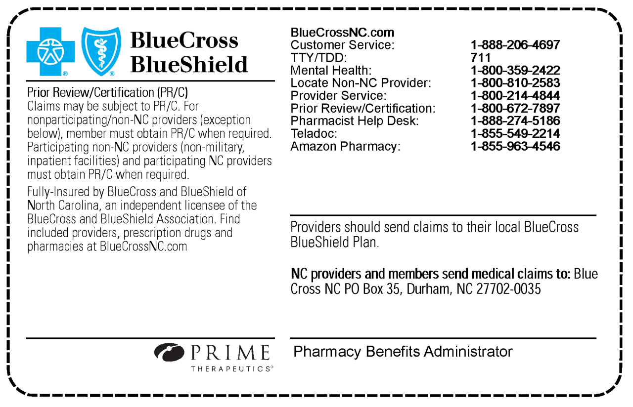 Back of a YEZ prefix Blue Care HMO member ID card